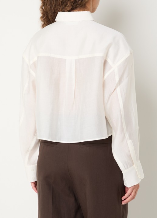 Copenhagen Muse Cropped blouse met details van kant - achterkant gebroken wit