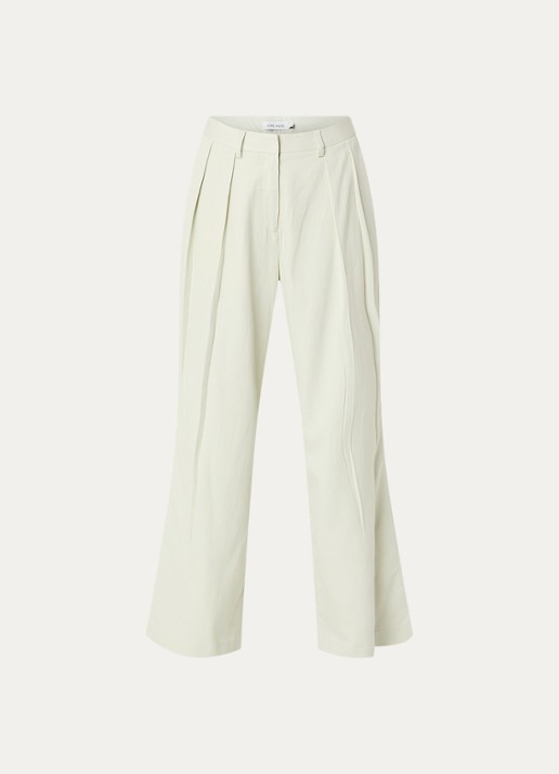 Copenhagen Muse High waist wide fit broek met steekzakken - voorkant lindegroen