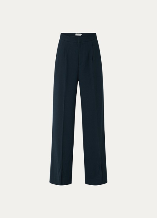 Copenhagen Muse High waist wide fit pantalon met steekzakken - voorkant 3 donkerblauw