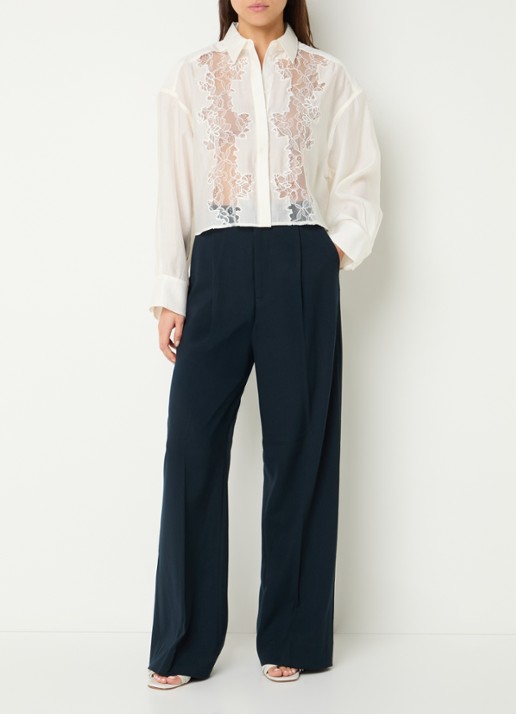 Copenhagen Muse High waist wide fit pantalon met steekzakken - voorkant 4 donkerblauw