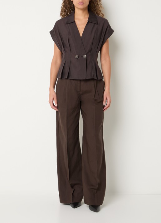 Copenhagen Muse Molly blouse met plooidetail - voorkant 2 bruin