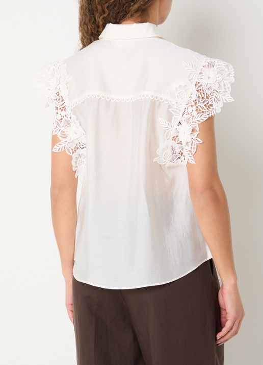 Copenhagen Muse Molly blouse met V-hals - achterkant 4 gebroken wit