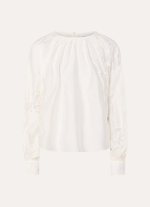 Copenhagen Muse Molly semi-transparante tuniek  met broderie - voorkant 3 creme