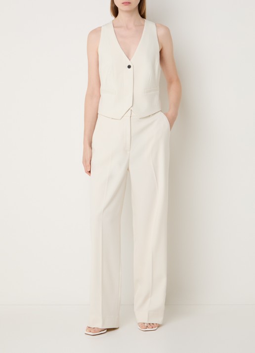 Copenhagen Muse Tailor gilet met paspelzakken - voorkant 2 gebroken wit
