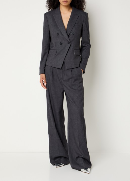 Copenhagen Muse Tailor high waist straight fit pantalon met stretch - voorkant 4 donkergrijs