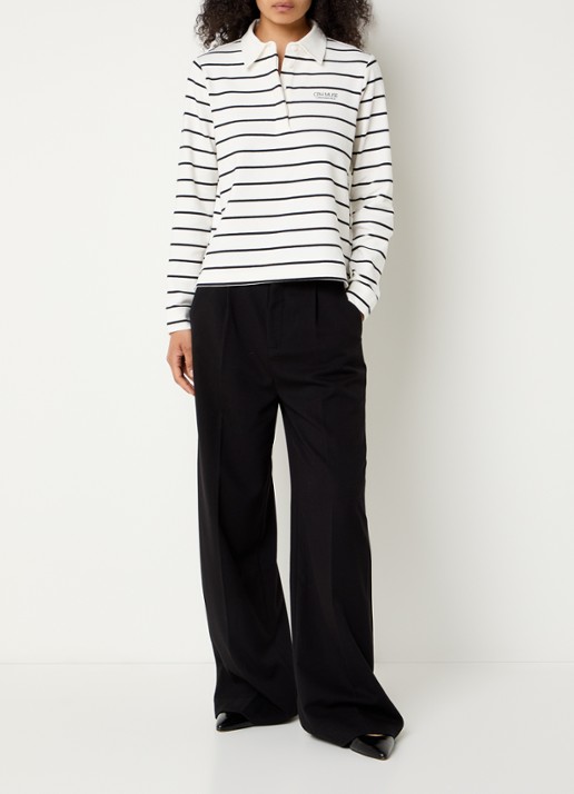 Copenhagen Muse Tailor high waist wide fit pantalon met steekzakken - voorkant 3 zwart