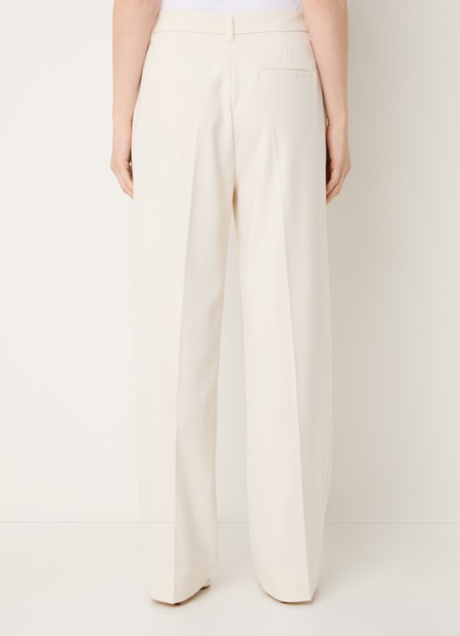 Copenhagen Muse Tailor mid waist straight fit pantalon met persplooi - achterkant gebroken wit
