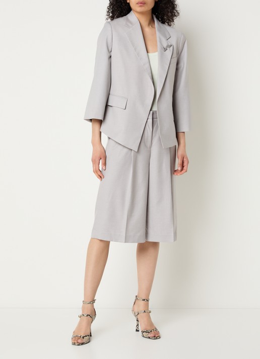 Copenhagen Muse Tenna blazer met schoudervulling en klepzakken - voorkant 3 lichtgrijs