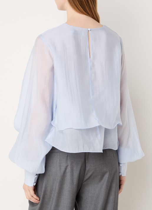 Copenhagen Muse Tilly semi-transparante tuniek  met volant - achterkant lichtblauw