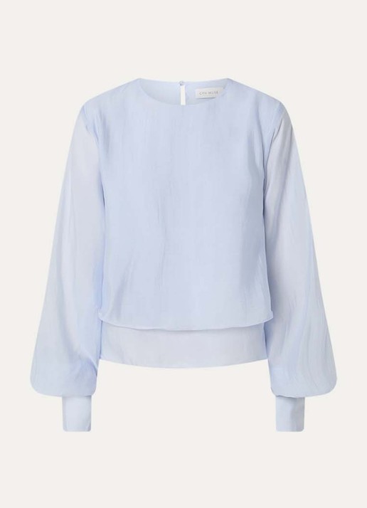 Copenhagen Muse Tilly semi-transparante tuniek  met volant - voorkant 2 lichtblauw
