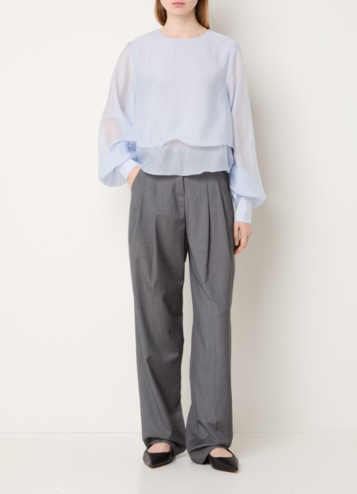 Copenhagen Muse Tilly semi-transparante tuniek  met volant - voorkant 3 lichtblauw