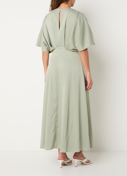 Copenhagen Muse Vianna maxi jurk met vlindermouw - achterkant lindegroen