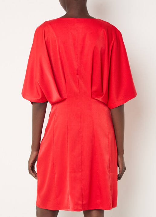 Copenhagen Muse Vianna mini tuniekjurk met ballonmouw - achterkant rood