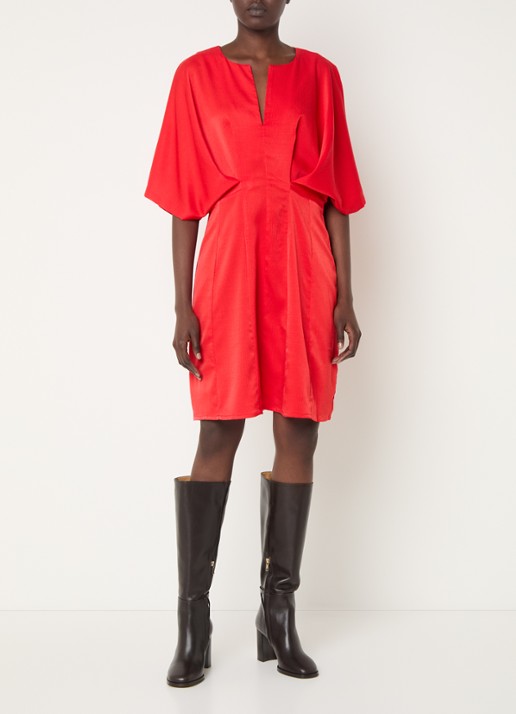 Copenhagen Muse Vianna mini tuniekjurk met ballonmouw - voorkant 4 rood