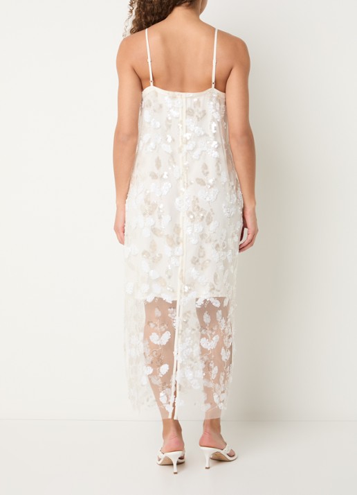 Copenhagen Muse Zia semi-transparante midi jurk met pailletten - achterkant gebroken wit