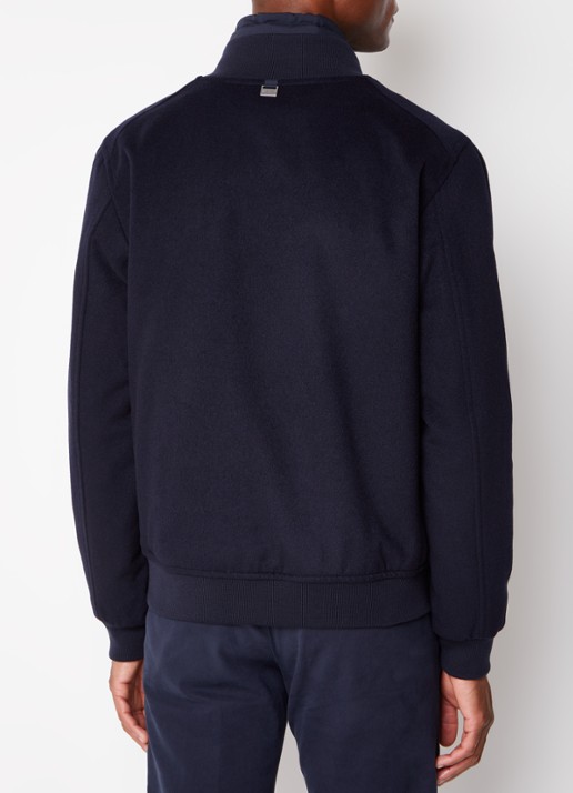 Corneliani Jas in wolblend met uitneembare binnenjas en ritszakken - achterkant 5 donkerblauw