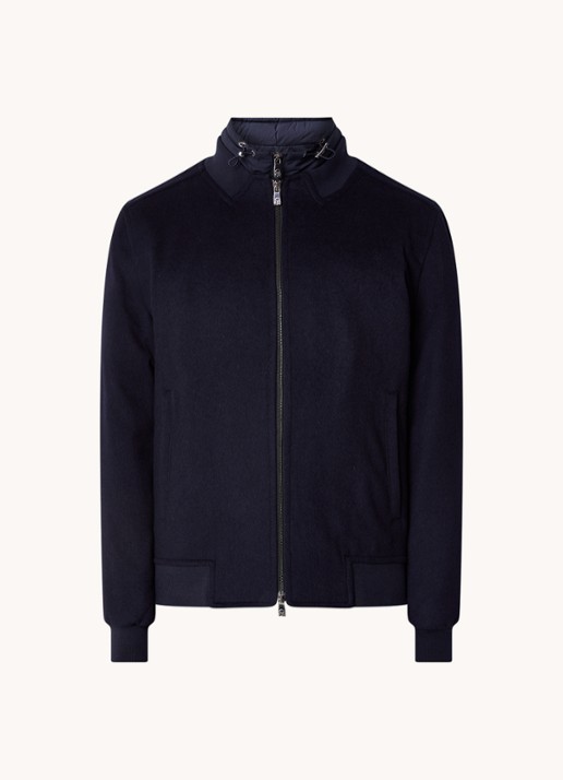 Corneliani Jas in wolblend met uitneembare binnenjas en ritszakken - voorkant donkerblauw