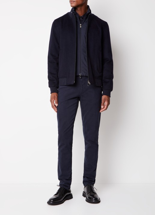 Corneliani Jas in wolblend met uitneembare binnenjas en ritszakken - voorkant 2 donkerblauw