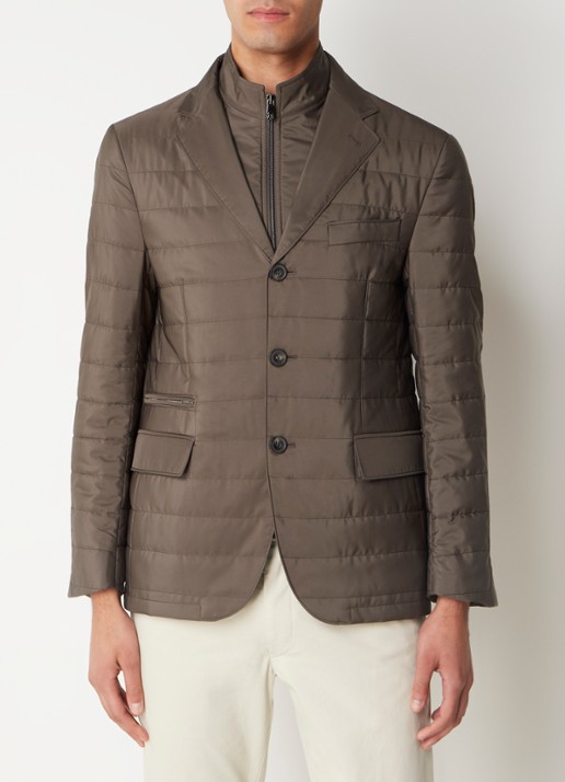 Corneliani Regen- en windjack met details van wol - detail 4 donkerbruin