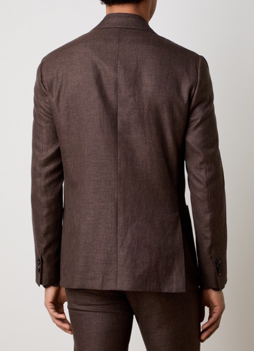 Corneliani Regular fit colbert met opgestikte zakken in zijdeblend - achterkant 8 bruin