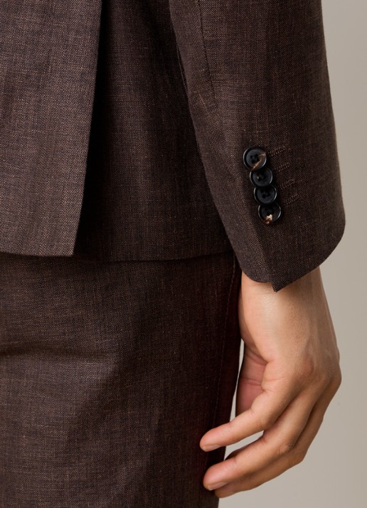 Corneliani Regular fit colbert met opgestikte zakken in zijdeblend - detail 5 bruin