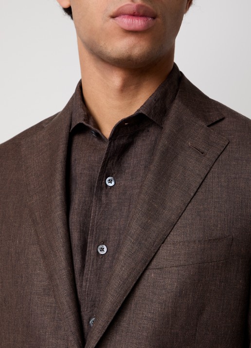 Corneliani Regular fit colbert met opgestikte zakken in zijdeblend - detail 6 bruin