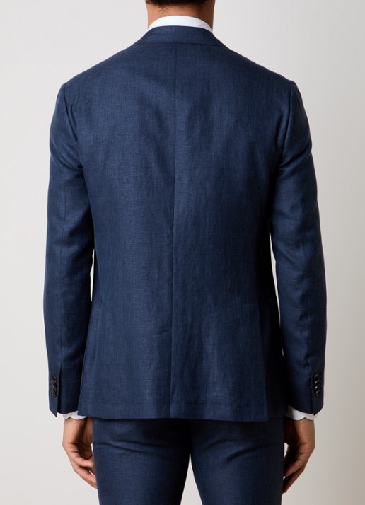 Corneliani Regular fit colbert met opgestikte zakken in zijdeblend - achterkant indigo