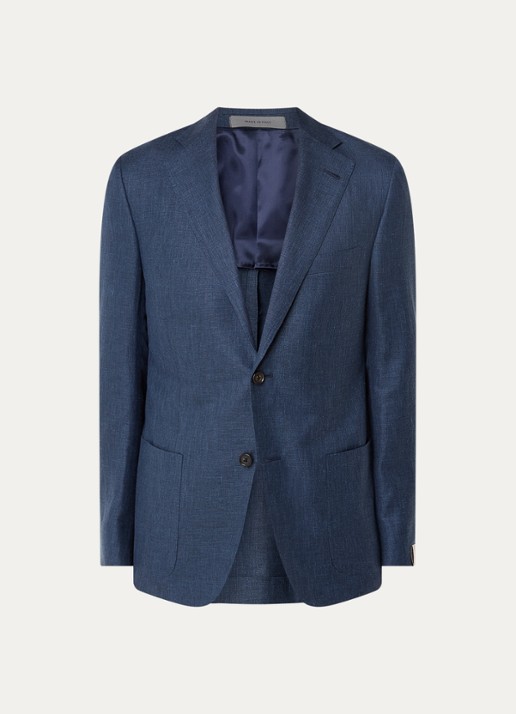 Corneliani Regular fit colbert met opgestikte zakken in zijdeblend - voorkant 2 indigo