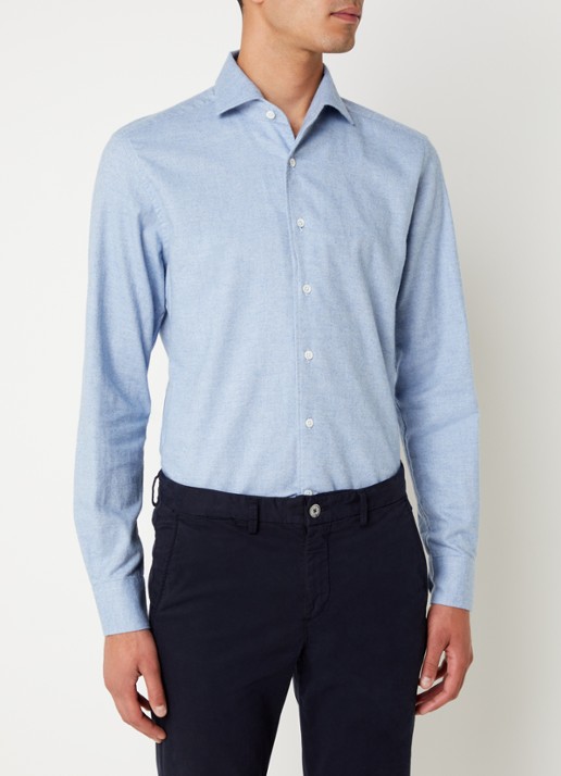 Corneliani Regular fit overhemd met stretch - detail 2 lichtblauw