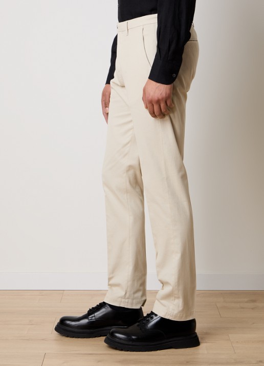 Corneliani Slim fit chino in linnenblend met steekzakken - detail 2 creme