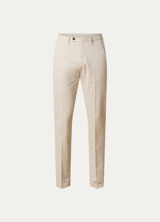 Corneliani Slim fit chino in linnenblend met steekzakken - voorkant 4 creme