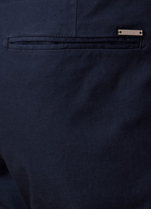 Corneliani Slim fit chino in linnenblend met steekzakken - detail 3 donkerblauw