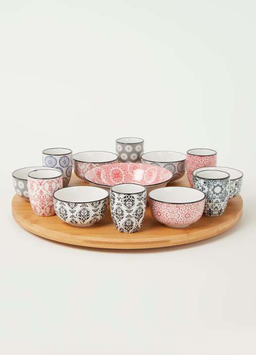 Cosy & Trendy Delirio serviesset met draaischotel 14-delig - voorkant 2 multicolor
