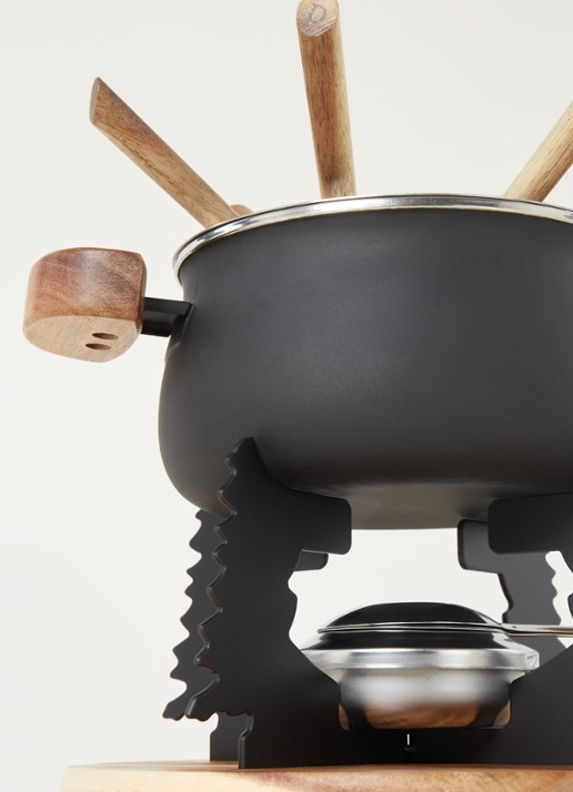 Cosy & Trendy Fondueset geëmailleerd met zes vorkjes - detail 3 zwart