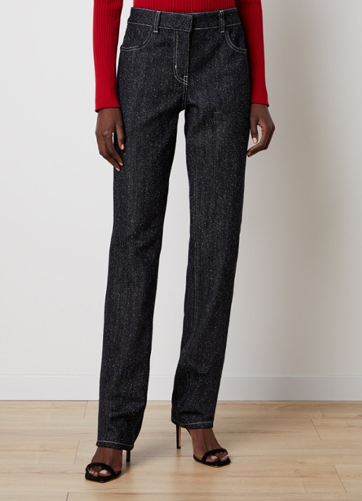Courrèges High waist straight leg jeans met tweed-look