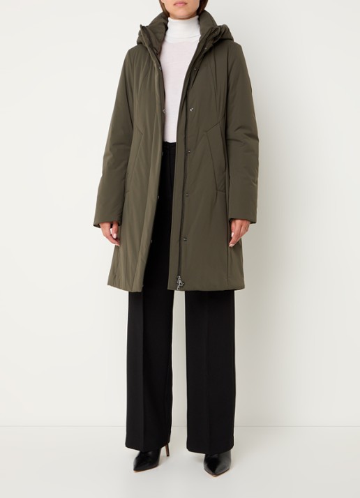Creenstone Alexandra gewatteerde parka met afneembare capuchon - voorkant 2 olijfgroen