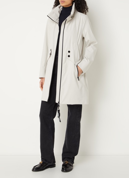 Creenstone Dalia parka met capuchon en ritszakken - voorkant 2 gebroken wit