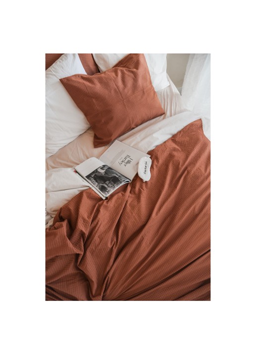 Crisp Sheets CRISP dekbedovertrekset van katoen - inclusief kussenslopen - detail oranjebruin