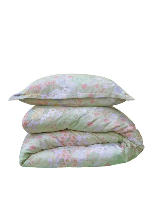 Crisp Sheets Monet dekbedovertrek  satijn 300 TC - inclusief kussensloop - voorkant lindegroen