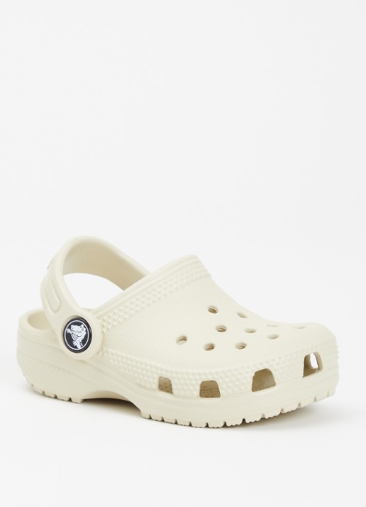 Crocs Classic Clog instapper met logo - voorkant creme