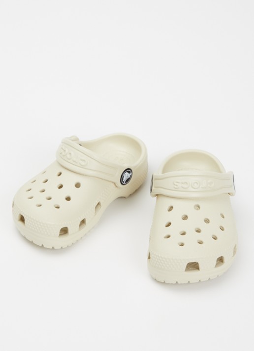 Crocs Classic Clog instapper met logo - voorkant 2 creme