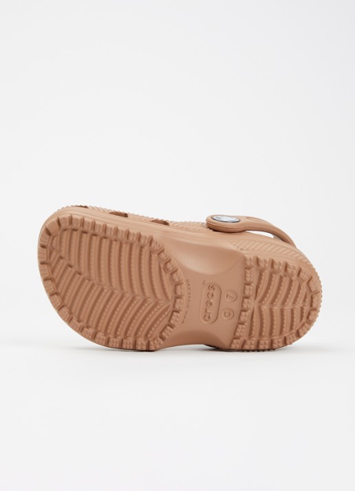 Crocs Classic Clog instapper met logo - detail lichtbruin
