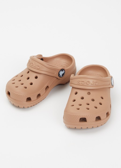 Crocs Classic Clog instapper met logo - voorkant 3 lichtbruin