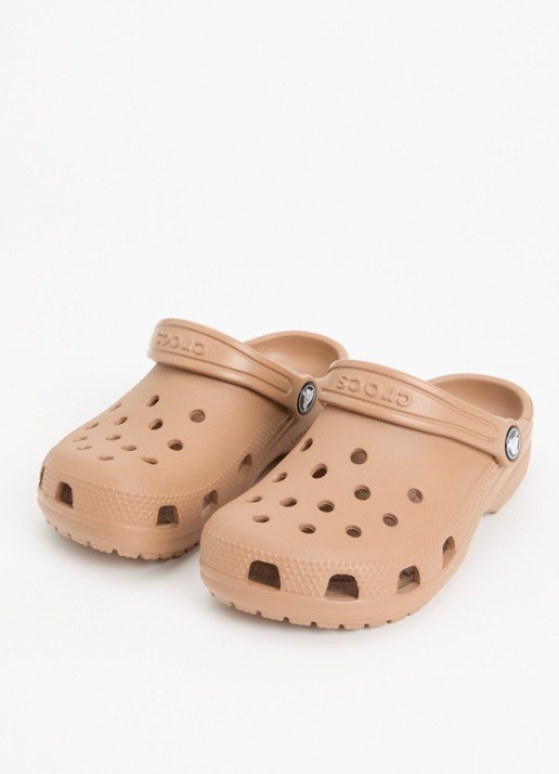 Crocs Classic clog instapper met logo - voorkant 3 lichtbruin