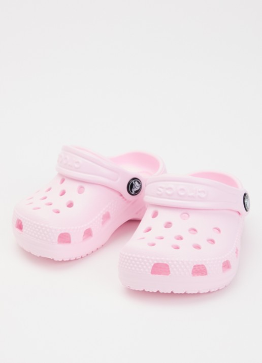Crocs Classic Littles instapper met logo - voorkant 2 lichtroze