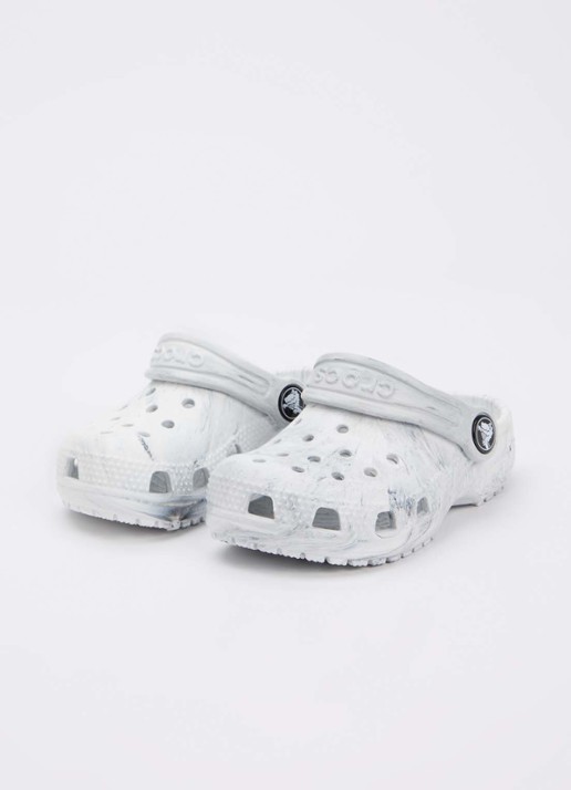 Crocs Classic Marbled Clog instapper - voorkant 2 lichtgrijs