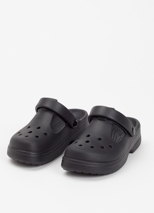 Crocs Classic Mary Jane instapper met logo - voorkant 2 zwart