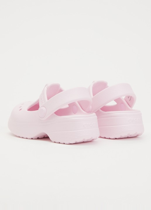 Crocs Classic Mary Jane instapper met logo - achterkant lichtroze
