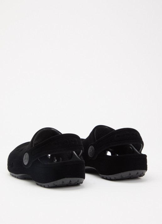 Crocs Classic Velvet Clog instapper met logo - achterkant 2 zwart
