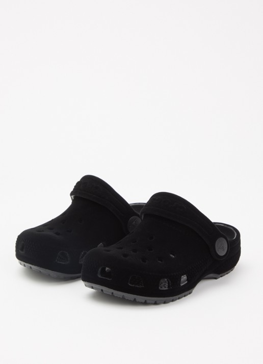Crocs Classic Velvet Clog instapper met logo - voorkant 4 zwart